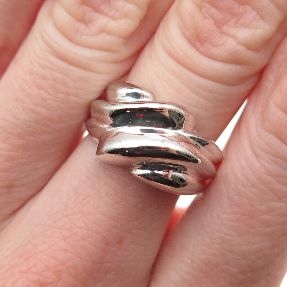 925 Sterling Silver Vintage Modernist Ring Size 7